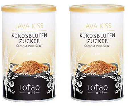 LOTAO Kokosblütenzucker Bio 2x250g: Java Kiss | Brauner Zucker Ersatz mit Karamell-Note | Palmzucker: unraffinierter Zucker aus Kokosblütensirup | natürliches Süßungsmittel für Backen, Kaffee + Tee