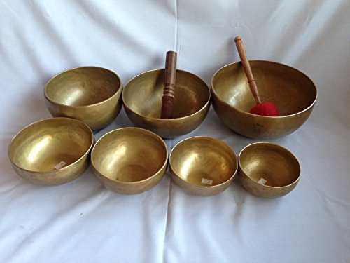 Juego de cuencos tibetanos hechos a mano, 7 cuencos hechos a mano de alta calidad