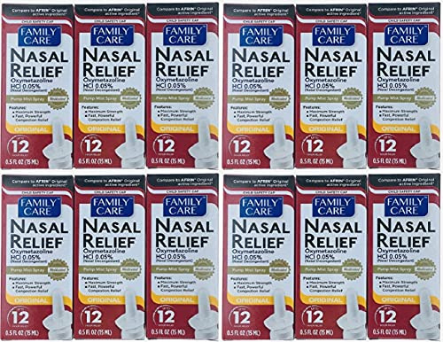 (12 pack) Nasal Relief Spray, 12 hour Pump Mist (Oxymetazoline HCL) 0.5 fl oz