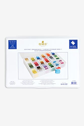 DMC - Garnaufbewahrungsbox für 50 Spindeln | Ideal zum Sortieren, Klassifizieren und Aufbewahren von Stickgarn - Praktisches Accessoire