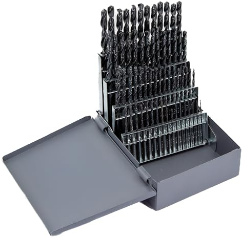 Drill America DWD60J-SET 60 Piece High Speed Steel Drill Bit Set (Wire Sizes: #1 - #60) with Black Oxide Finish, DWDN Series