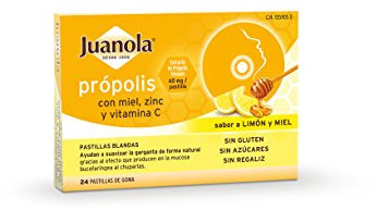 JUANOLA Própolis Sabor Limón y Miel - 24 pastillas blandas - Ayudan a suvaizar la garganta de forma natural. Producto alimenticio con Própolis, Miel, Zinc y Vitamina C.