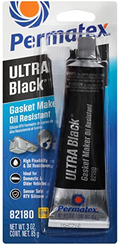 Permatex 82180 Ultra Black RTV Silicone Gasket Maker: Low Odor, Sensor-Safe, Non-Corrosive Sealant with Oil Resistance 1 x 85g