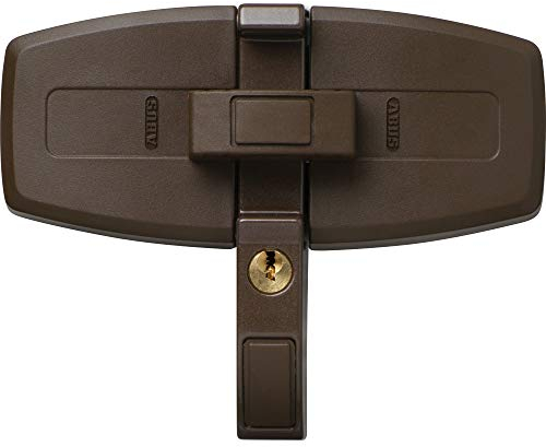ABUS DFS95 B (braun) Fenster-Zusatzsicherung/Fensterschloss für Doppelflügelfenster – Doppel-Schwenkriegel, Klick-Verriegelung, VdS/DIN, Druckwiderstand >1 t, Spalt 18–35 mm, 2 Schlüssel (AL0089)