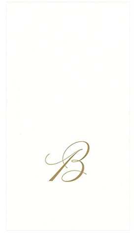 Caspari White Pearl Paper Linen Guest Towels, Monogram Initial B, Pack of 24