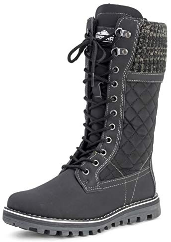 POLAR Womens Winter Thermal Snow Outdoor Warm Mid Calf Waterproof Durable Boot - Black - US8/EU39 - YC0376