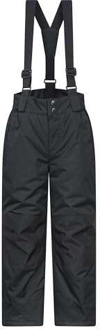 Mountain Warehouse Raptor Kids Snow Pants - Snowproof Boys Ski Trousers, Detachable Braces Bottoms - Ideal for Winter Skiing Holidays & Snowboarding Black Kids Size 9-10 Years