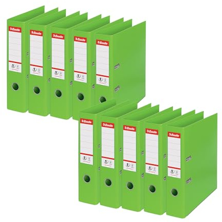 Esselte No.1 VIVIDA A4 Plastic Lever Arch File 75mm Green Pack of 10