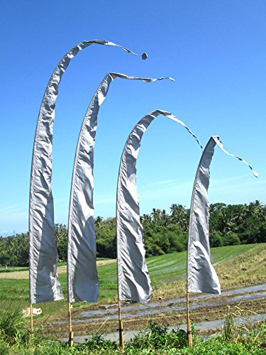 Bali-Fahne, Polyester, silbergrau, 4 Meter