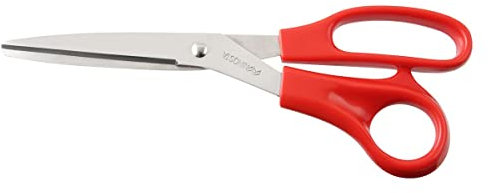 Fackelmann NIROSTA Schere für Linkshänder 21 cm PRAKTIKA, Mehrzweckschere mit Funktionsteil aus Edelstahl, Haushaltsschere mit ergonomischem Griff (Frabe: Rot/Silber), Menge: 1 Stück
