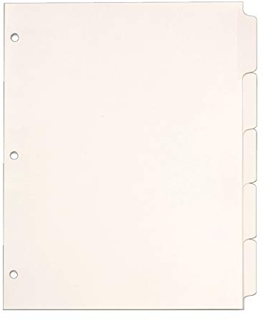 TOPS Cardinal Write 'n Erase Tab Divider, 5-Tab, White (60506)