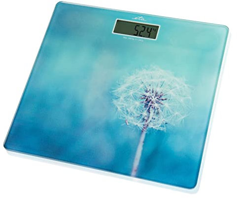 ETA Personenwaage Digital Breeze mit Standfläche aus Glas mit LCD-Display, Blau