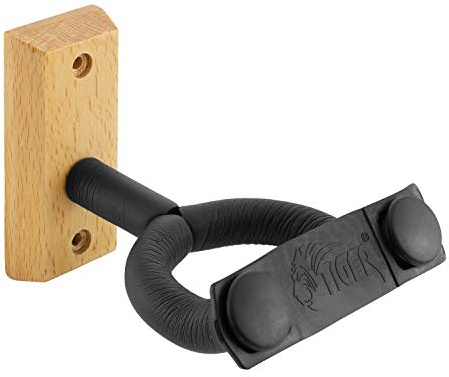 Tiger Music GST49-BK Wooden Guitar Wall Mount | for Acoustic, Electric, Bass and Classical Guitars
