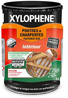 XYLOPHÈNE - Traitement Poutres & Charpentes - Anti Insectes - Traite les Bois de Charpente - Incolore - 5 l