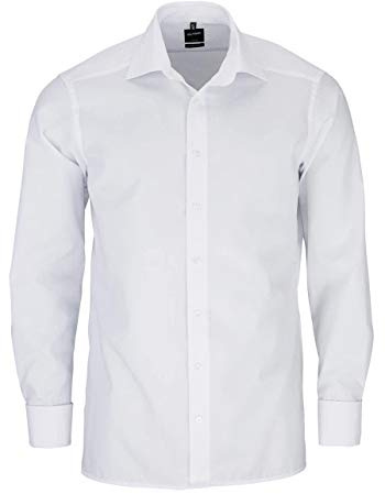 OLYMP Luxor modern passform skjorta långärmad med New Kent krage poplin vit, Vit, 43