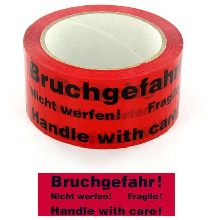 6 x Paketband Packband Warnband Bruchgefahr 66m x 50mm