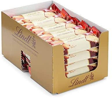 Lindt Schokolade Edel-Marzipan Riegel | 25 x 50g Riegel im Thekendisplay | 1250 g | pures Marzipan umhüllt von dunkler Schokolade | Schokoriegel | Schokoladen-Großpackung | Schokoladengeschenk