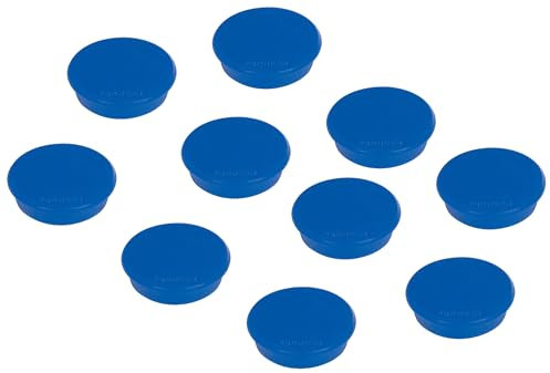 FRANKEN Magnete Rund, 10 Stück, Hochwertige Haftmagnete für Büro, Haushalt, Werkstatt, ideal für Whiteboards, Kühlschrank, Plantafeln oder Schaukästen, 38 mm, Blau, HM38 03