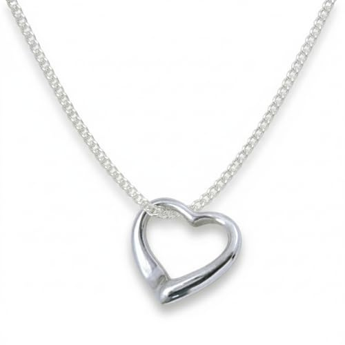 Heather Needham Sterling Silver Floating Heart Necklace on 16/41cm silver chain - HEART SIZE: 10mm SOLID SILVER - NOT PLATED. Gift Boxed 8029/16