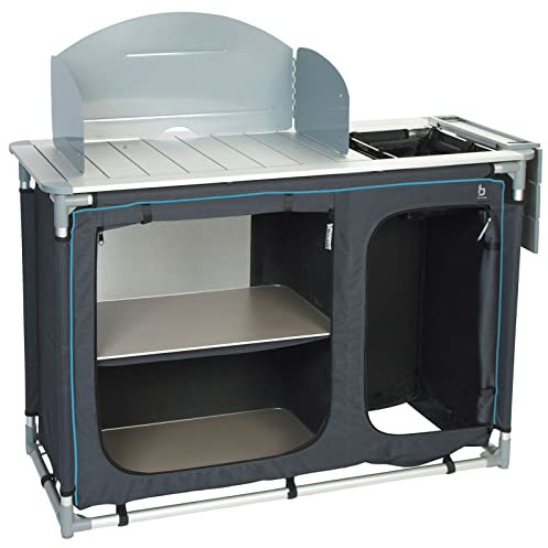 Bo-Camp Camping Reise Küche Küchen Box Falt Schrank Windschutz Spülbecken Alu