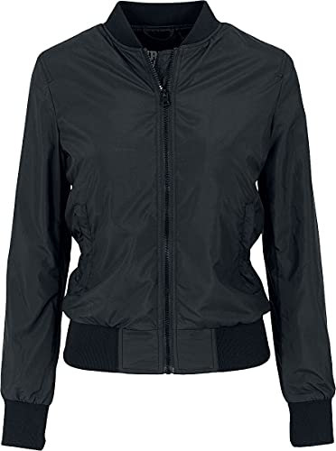Urban Classics TB1217 Damen Jacke Ladies Light Bomber Jacket, Schwarz (Black 7), 40 (Herstellergröße: L)