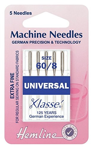 Hemline Universal Sewing Machine Needles Extra Fine Size - 60/8