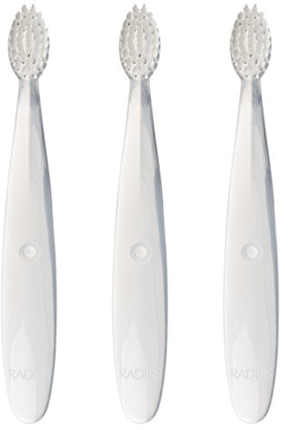 RADIUS Children's Toothbrush, Pure Brush, Ultra Soft Bristles, Clear, BPA Free & ADA Accepted, Designed for Delicate Teeth & Gums for Children 6 Months & Up, Pack of 3