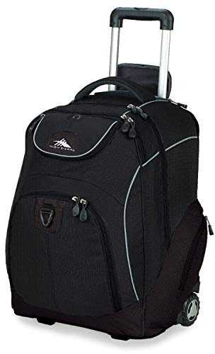 High Sierra Powerglide Wheeled Laptop Backpack, Black, Black, 21 x 14 x 9-Inch