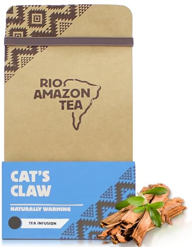 Rio Amazon Cat's Claw Tea Bags – Organic Cat’s Claw Bark for Immune & Kidney Support – Anti-Inflammatory Herbal Tea – 40 Teabags – Caffeine-Free, Alcohol-Free – Ginger, Cinnamon, Cardamom, Orange