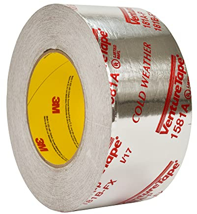 Venture Tape 3M UL181A-P Aluminum Foil Tape 1581A, Rigid and Flexible Duct Seaming, Durable, Cold Weather Adhesion, 2.83 in x 60 yd, 2 mil (Pack of 1)