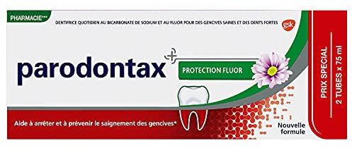 Parodontax Dentifrice Protection Fluor, Pour Les Dents Sensibles, Élimine La Plaque Dentaire, Lot de 2x75ml