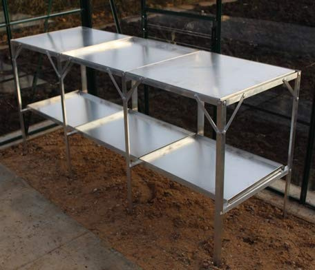 Tibshelf Garden Products Ltd Greenhouse Staging | 8' Long x 22 Wide x 2 Tier Aluminium Staging