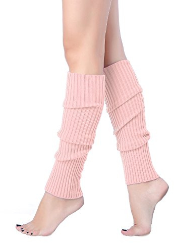 v28 Women Juniors 80s Eighty's Ribbed Leg Warmers for Party Sports (Pink)