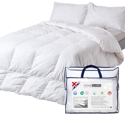 HOMESCAPES Lot de 2 Couettes 4 Saisons 200x200 cm, Couettes Naturelles en Plumes et Duvet de Canard 4.5 + 9.5 Tog