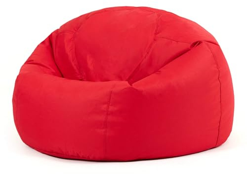Bean Bag Bazaar Kingston Gaming Bean Bag with Filling Included, Red | Made in the UK, Adult Beanbag, Durable Water-Resistant Fabric, Comfy Chair for Indoor and Outdoor Use