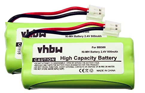 vhbw 2x batteria sostituisce 60AAAH2BMJ, BC102906, 87C, BT-34H, T377 per telefono fisso cordless (800mAh, 2,4V, NiMH)