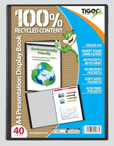 Lot de 6 classeurs de présentation de format A4 avec 40 pochettes - Noir