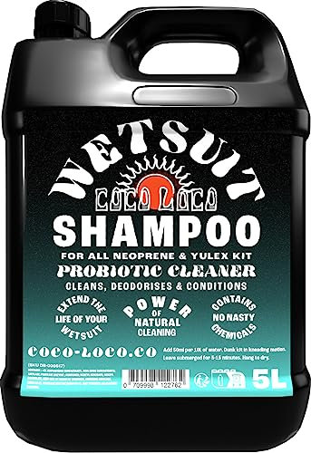 Dirtbusters Coco Loco - Shampooing Nettoyant et Désodorisant Concentré Conçu pour Lavage de Toute Combinaison Néoprène de Plongée/Surf/Natation - Déodorant avec Parfum d’Eucalyptus, Bidon 5 Litres