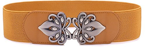 Syuer Womens Vintage Wide Elastic Stretch Waist Belt Retro Cinch Belt (S-M (66-82cm), Brown)