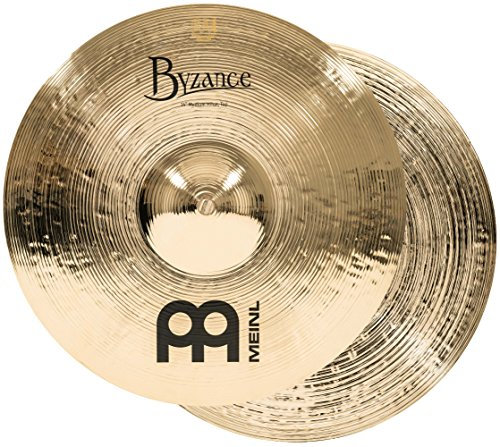 Meinl Cymbals Byzance Brillant Hihat Medium 14 Zoll (Video) Schlagzeug Becken – Paar – (35,56cm) B20 Bronze, Brilliantes Finish (B14MH-B)