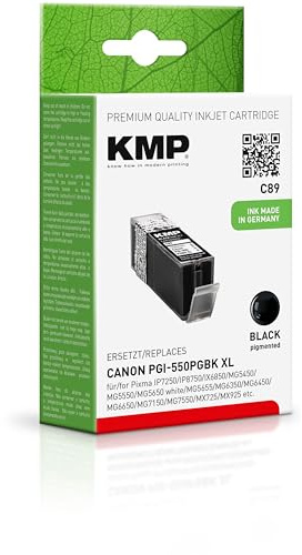 KMP Tintenpatrone passend für Canon PGI550PGBKXL Black (6431B001) - C89 - für Pixma IP7250 IP8750, IX6850, MG5450 MG5550 MG5650 White MG5655 M... etc.
