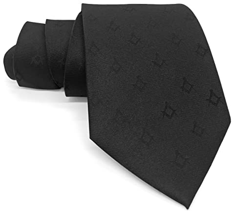 THE MASONIC COLLECTION - Cravatta nera da uomo Square & Compass - Seta o poliestere - Fatta a mano - Nodo e appendimento migliori - Regali massonici per uomini