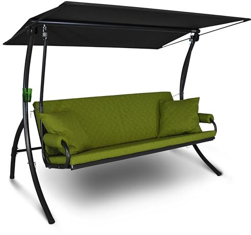 Angerer Hollywoodschaukel Elegance Joy – Schaukel zum Sitzen, Liegen & Entspannen, inkl. Bett-Funktion, einfache Montage, Made in Germany, hochwertiger Stoff, Hellgrün