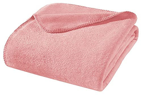 WOHNWOHL® Kuscheldecke 150x200cm • Weiche Tagesdecke • Sofadecke • Wohndecke • Winterdecke • Ökotex Zertifizierte Baumwolldecke • Farbe: Altrosa