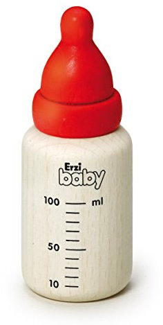 Erzi 17160 Babyflasche aus Holz, Kaufladenartikel für Kinder, Rollenspiele