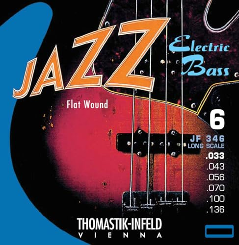 Thomastik-Infeld Flat Wound Bajo eléctrico - JF34033 - Cuerda individual C – Jazz Bass Escala larga 34, calibre .033