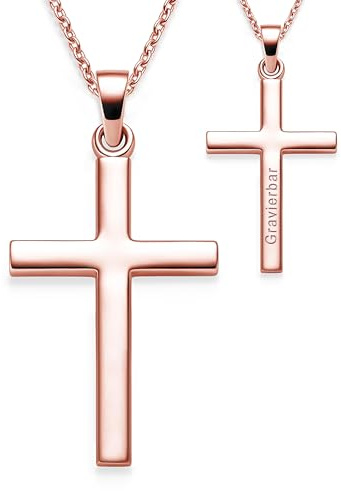 Kreuz Kette Mädchen Jungen Kommunion Rosegold | Kreuzanhänger Halskette | Kinderschmuck Erstkommunion Taufgeschenk Konfirmation Firmung Geburt Taufe | Goldkette Kreuzkette Taufkette Kinderkette