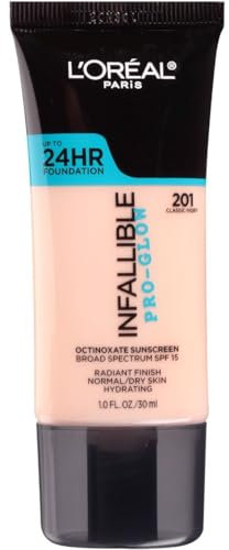 L'Oréal Paris Infallible Pro Glow Longwear Foundation, 201 Classic Ivory, 30 ml (Amazon Exclusive)