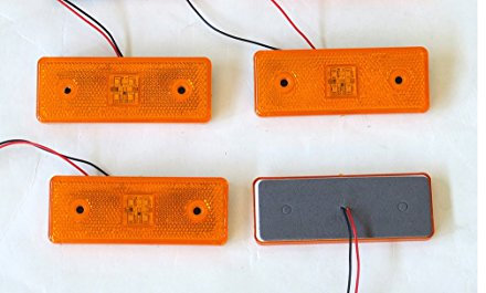 4pcs LED 12V Yellow Orange Side Marker Light Indicator with Amber Bulbs For Truck HGV Trailer Lorry Bus Cab Van