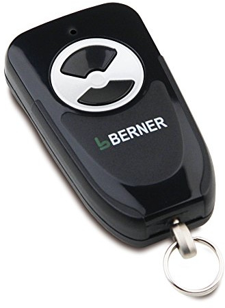 Berner 2905030 Télécommande miniature BHS121 (fréquence 868 MHz, accessoires pour motorisation de portail, 2 canaux, anneau inclus, avec LED rouge)